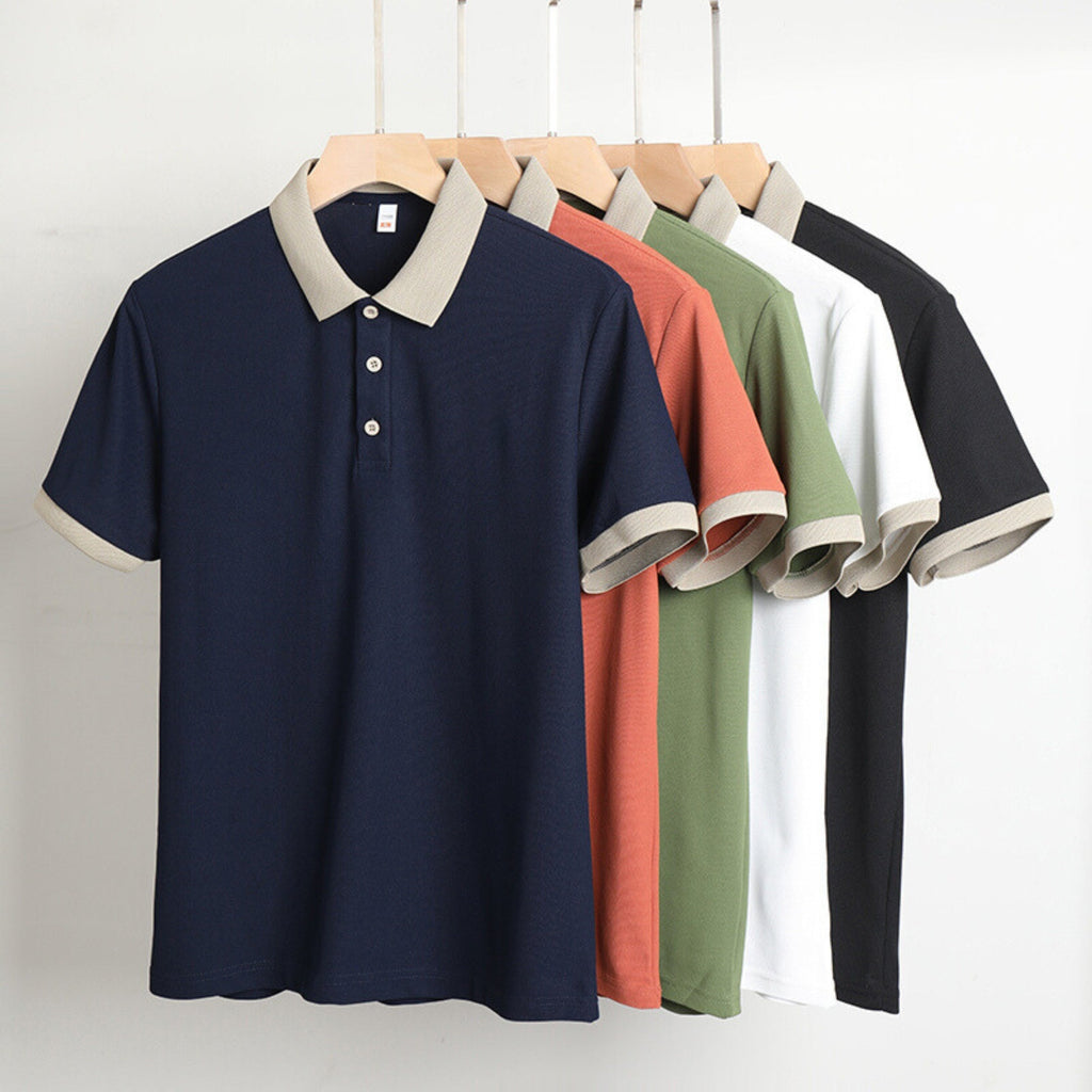 Collar Combination Polo Men T Shirt Short Sleeved Solid Color Breathable And Comfortable