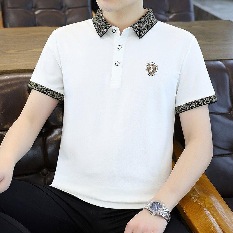 High end embroidered short sleeve POLO T-shirt for men's