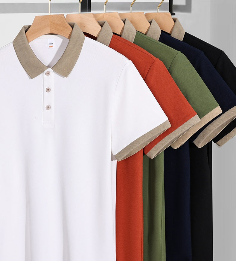 Collar Combination Polo Men T Shirt Short Sleeved Solid Color Breathable And Comfortable